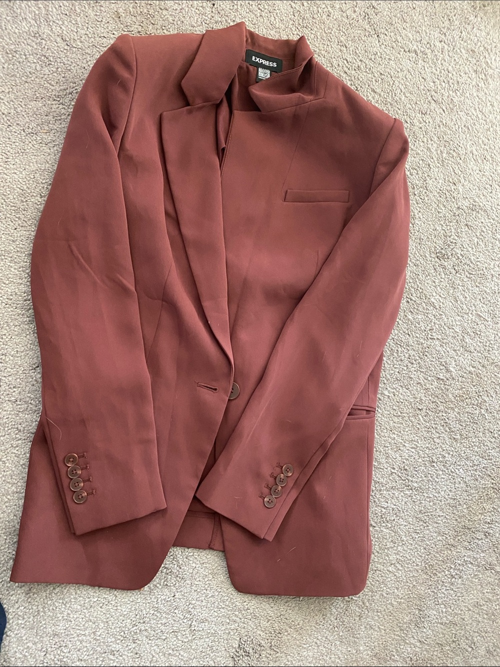 Express Rust Brown Single-Button Blazer